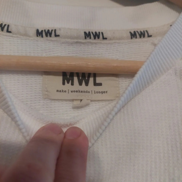 MWL Madewell tie dye knit Crop Sweatshirt in morning mist white M - Picture 9 of 11